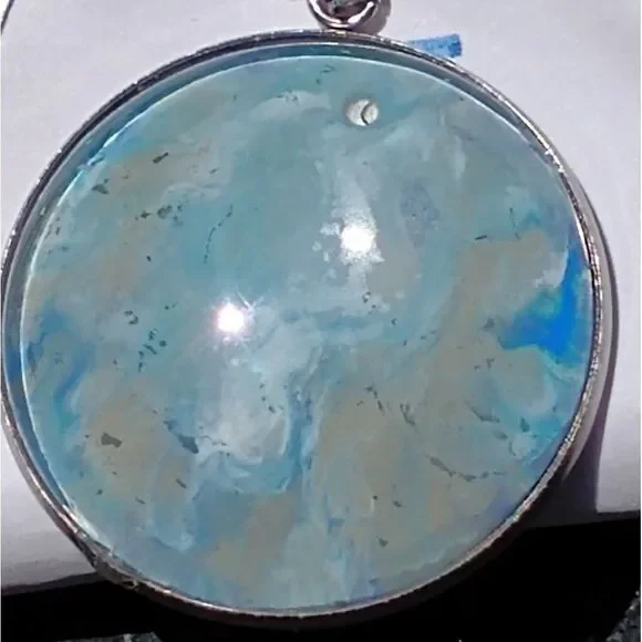 Handmade Medallion Cord Pendant Necklace 1" Round   (925) Silver 20 in. Chain - Picture 2 of 10